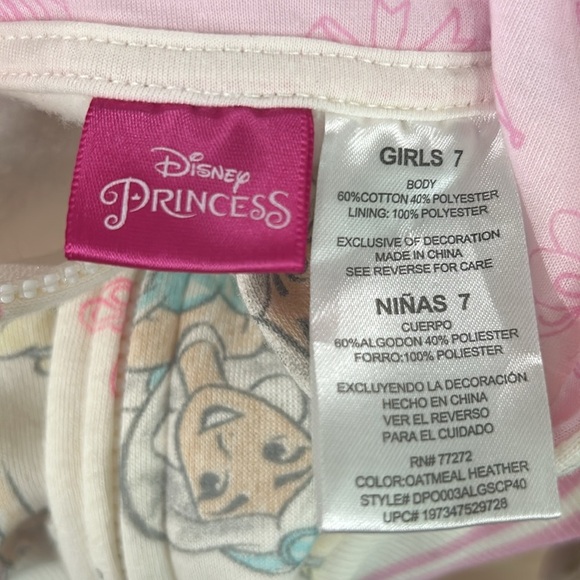 Disney princess jacket Girls size 7 Cream and pink zip up with castle zipper - Picture 15 of 16
